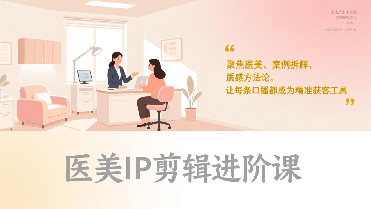医美IP剪辑进阶课，聚焦医美、案例拆解、质感方法论，让每条口播都成为精准获客工具-轻资本网