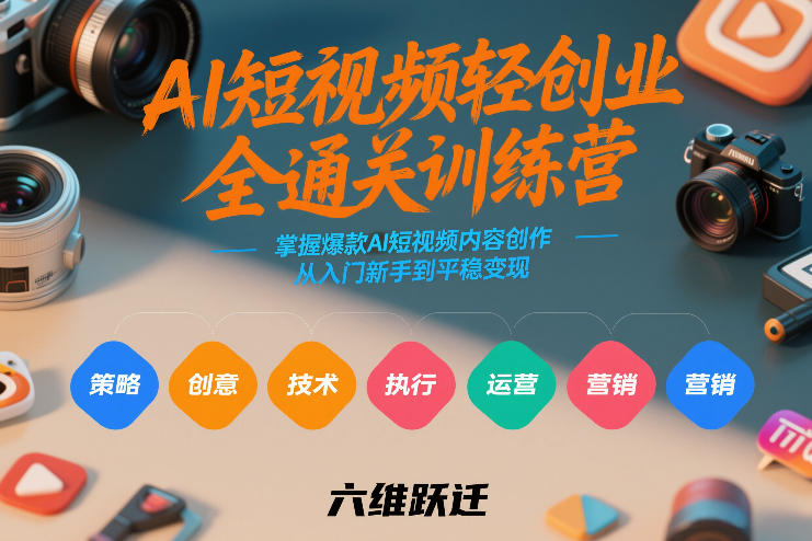 AI短视频轻创业全通关训练营，掌握爆款AI短视频内容创作，从入门新手到平稳变现的六维跃迁-轻资本网