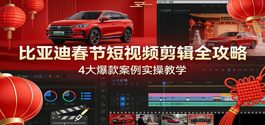 比亚迪春节短视频剪辑全攻略，4大爆款案例实操教学-轻资本网