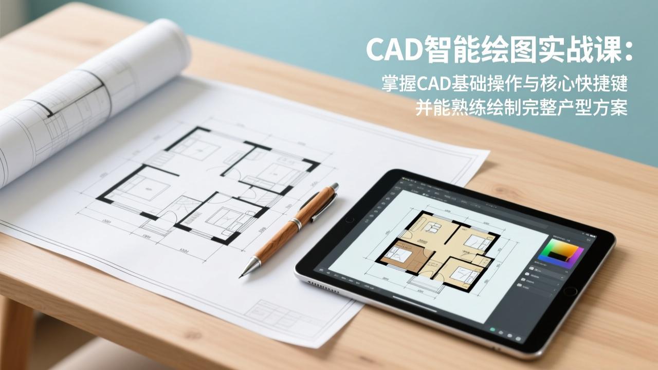 CAD智能绘图实战课：掌握CAD基础操作与核心快捷键，并能熟练绘制完整户型方案-轻资本网