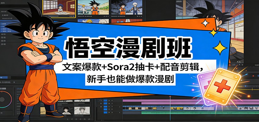悟空漫剧班：文案爆款+Sora2抽卡+配音剪辑，新手也能做爆款漫剧-轻资本网