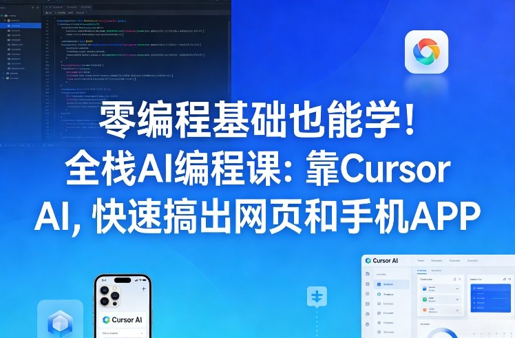 零编程基础也能学！全栈AI编程课：靠Cursor AI，快速搞出网页和手机APP-轻资本网