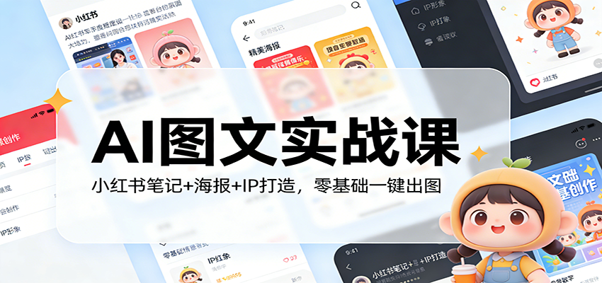 AI图文实战课：小红书笔记+海报+IP打造，零基础一键出图-轻资本网
