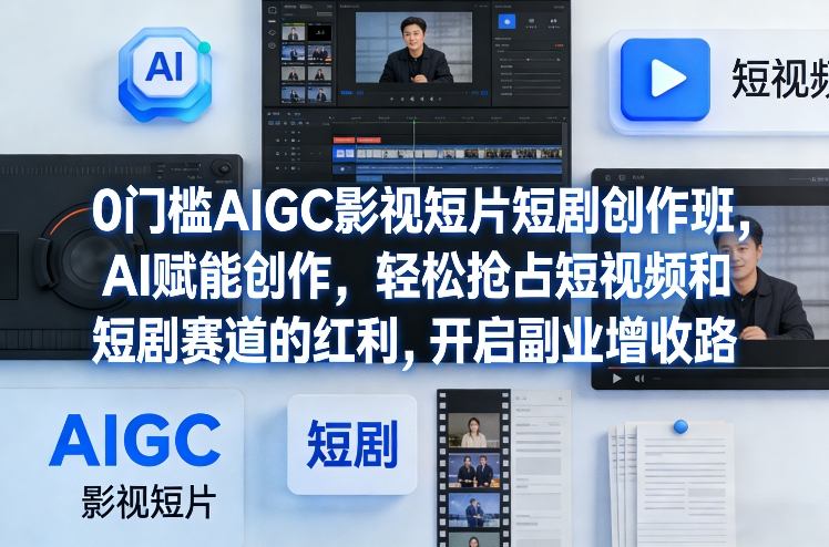 0门槛AIGC影视短片短剧创作班，AI赋能创作，轻松抢占短视频和短剧赛道的红利，开启副业增收路-轻资本网