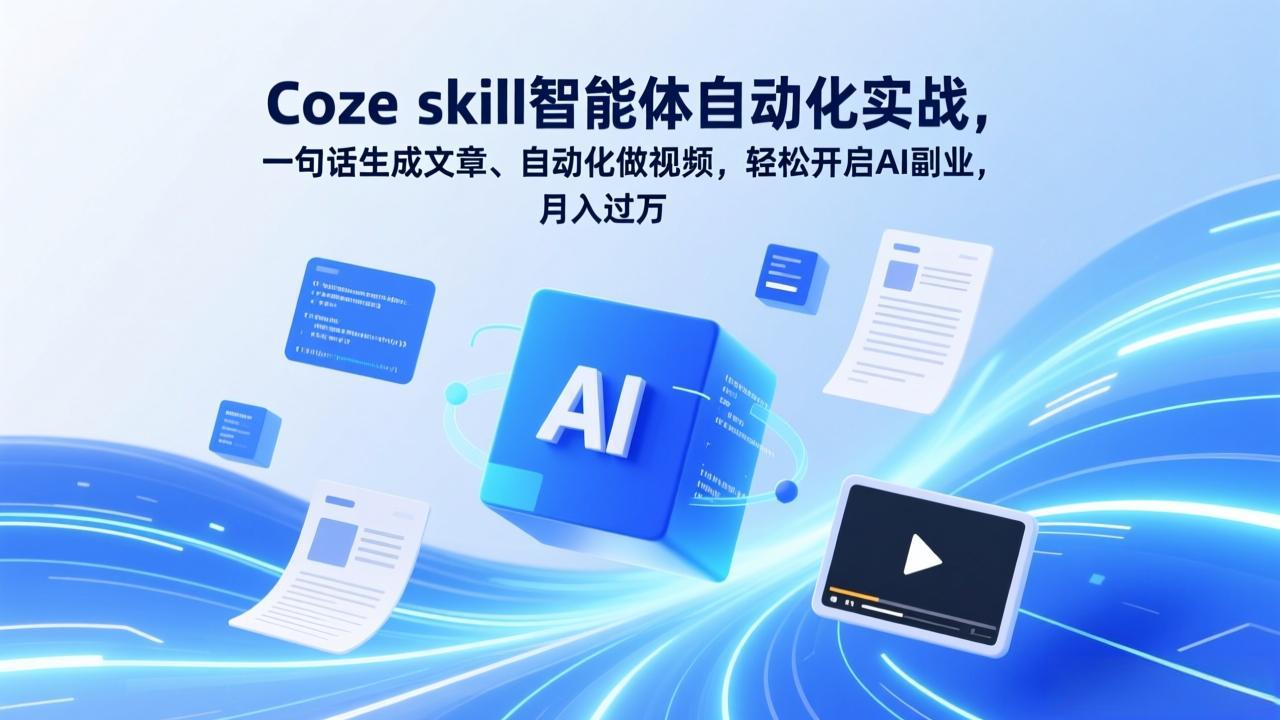 Coze skill智能体自动化实战，一句话生成文章、自动化做视频，轻松开启AI副业，月入过万-轻资本网