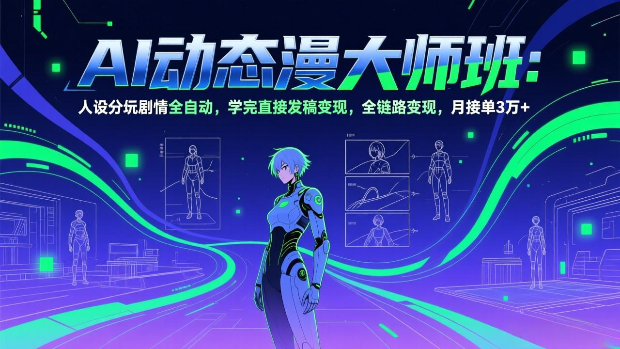AI动态漫剧大师班：人设分镜剧情全自动，学完直接发稿变现，全链路变现，月接单3万+-轻资本网