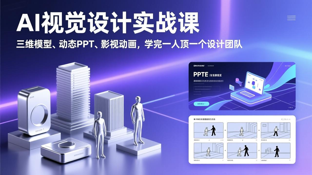 AI视觉设计实战课，三维模型、动态PPT、影视动画，学完一人顶一个设计团队-轻资本网
