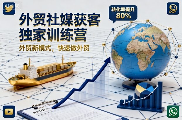 外贸社媒获客独家训练营，外贸新模式，快速做外贸(更新26年2月)-轻资本网