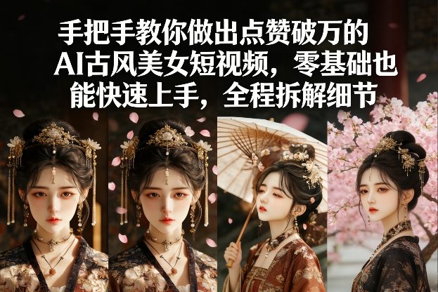 手把手教你做出点赞破万的AI古风美女短视频，零基础也能快速上手，全程拆解细节-轻资本网