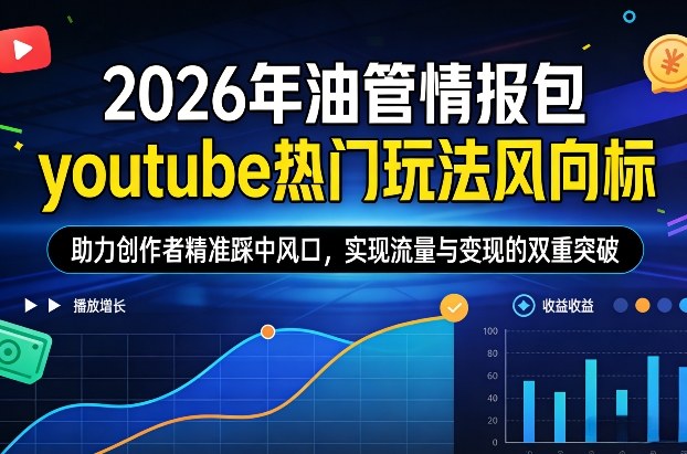 2026年油管情报包，youtube热门玩法风向标，助力创作者精准踩中风口，实现流量与变现的双重突破(更新)-轻资本网