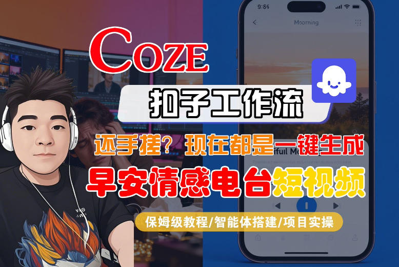 【Coze工作流搭建实操教程】【coze】早安情感电台日签视频还在手动做？用扣子工作流自动生成，省时90%-轻资本网