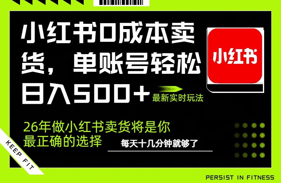 小红书0成本AI卖货，单账号轻松日入500+，完全托管AI，可矩阵放大-轻资本网
