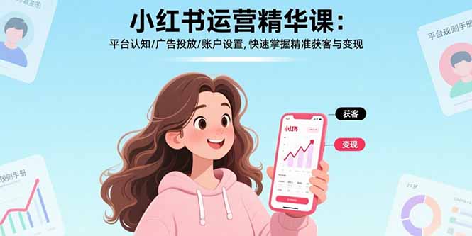 小红书运营精华课-更新：平台认知/广告投放/账户设置,快速掌握精准获客与变现-轻资本网