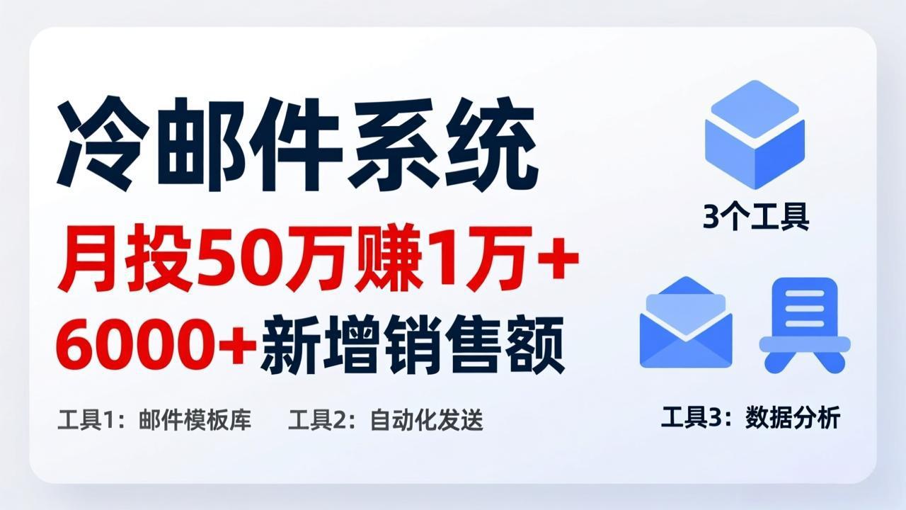 月投 50 刀赚 1 万 +！冷邮件系统：6000 + 新增销售额，靠 3 个工具轻松搞-轻资本网