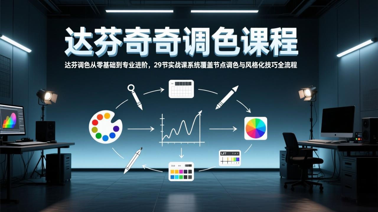 达芬奇调色从零基础到专业进阶，29节实战课系统覆盖节点调色与风格化技巧全流程-轻资本网