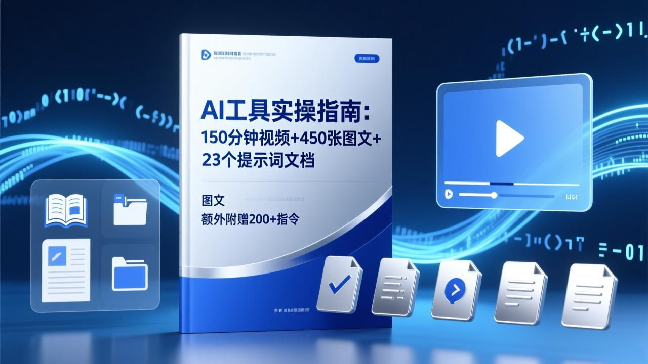 AI工具实操指南：150分钟视频+450张图文+23个提示词文档，额外附赠200+指令-轻资本网