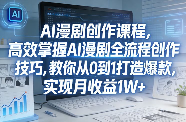 某社群AI漫剧创作课程，高效掌握AI漫剧全流程创作技巧，教你从0到1打造爆款，实现月收益1W+-轻资本网