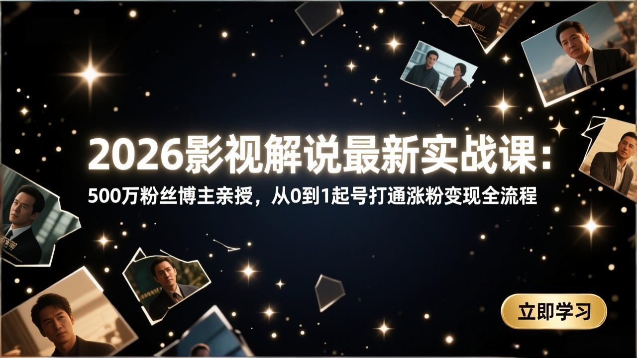 2026影视解说最新实战课：500万粉丝博主亲授，从0到1起号打通涨粉变现全流程-轻资本网
