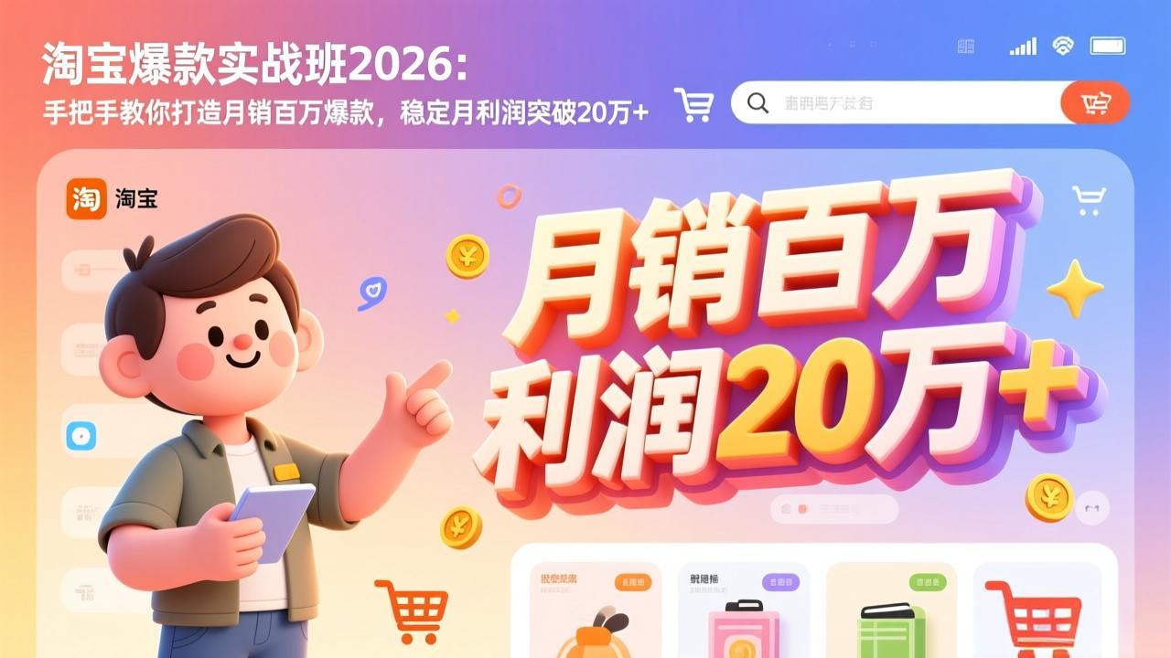 淘宝爆款实战班-2026年3月更新：手把手教你打造月销百万爆款，稳定月利润突破20万+-轻资本网