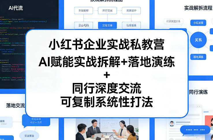 小红书企业实战私教营，AI赋能实战拆解+落地演练+同行深度交流，可复制系统性打法-轻资本网
