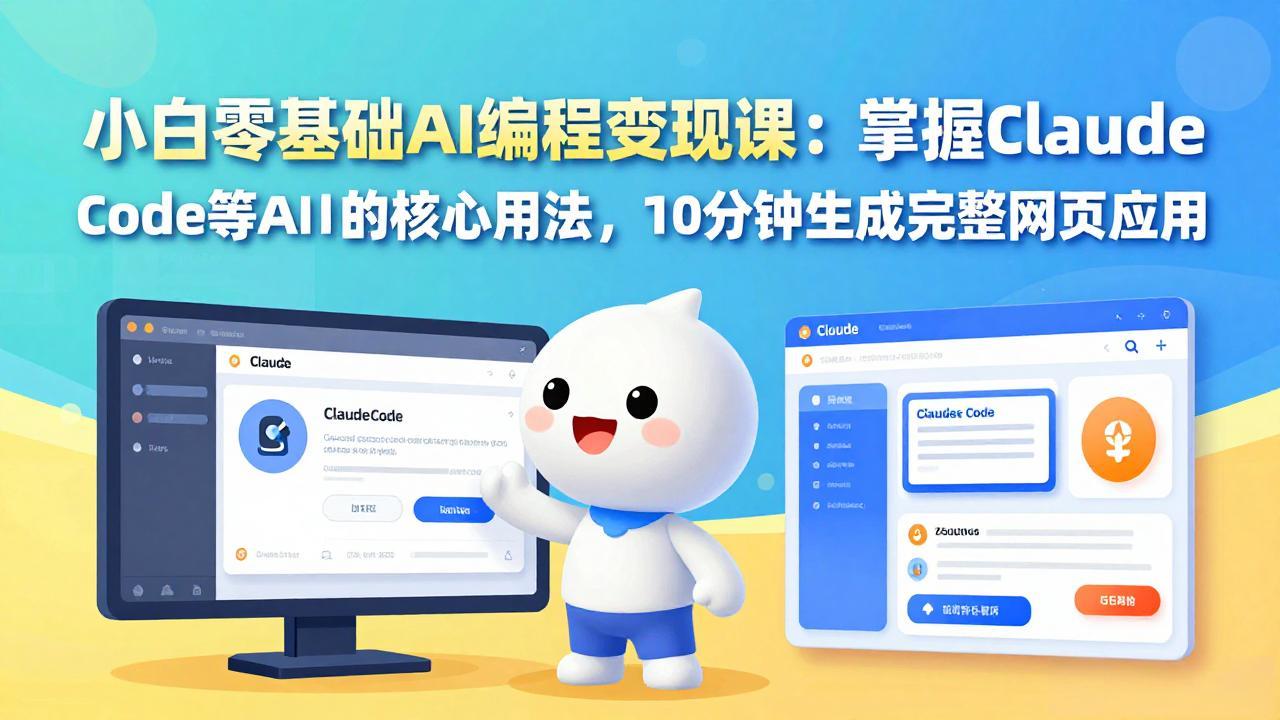 小白零基础AI编程变现课：掌握Claude Code等AI工具的核心用法，10分钟生成完整网页应用-轻资本网