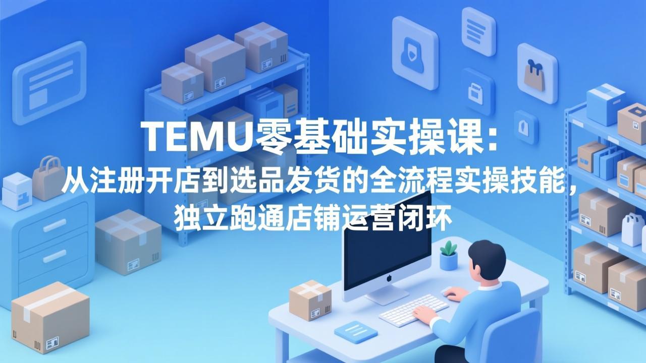 TEMU零基础实操课：从注册开店到选品发货的全流程实操技能，独立跑通店铺运营闭环-轻资本网