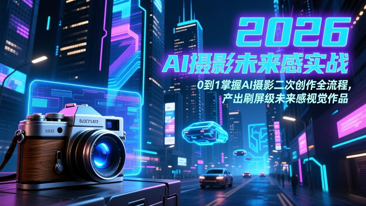 2026 AI摄影未来感实战：0到1掌握AI摄影二次创作全流程，产出刷屏级未来感视觉作品-轻资本网