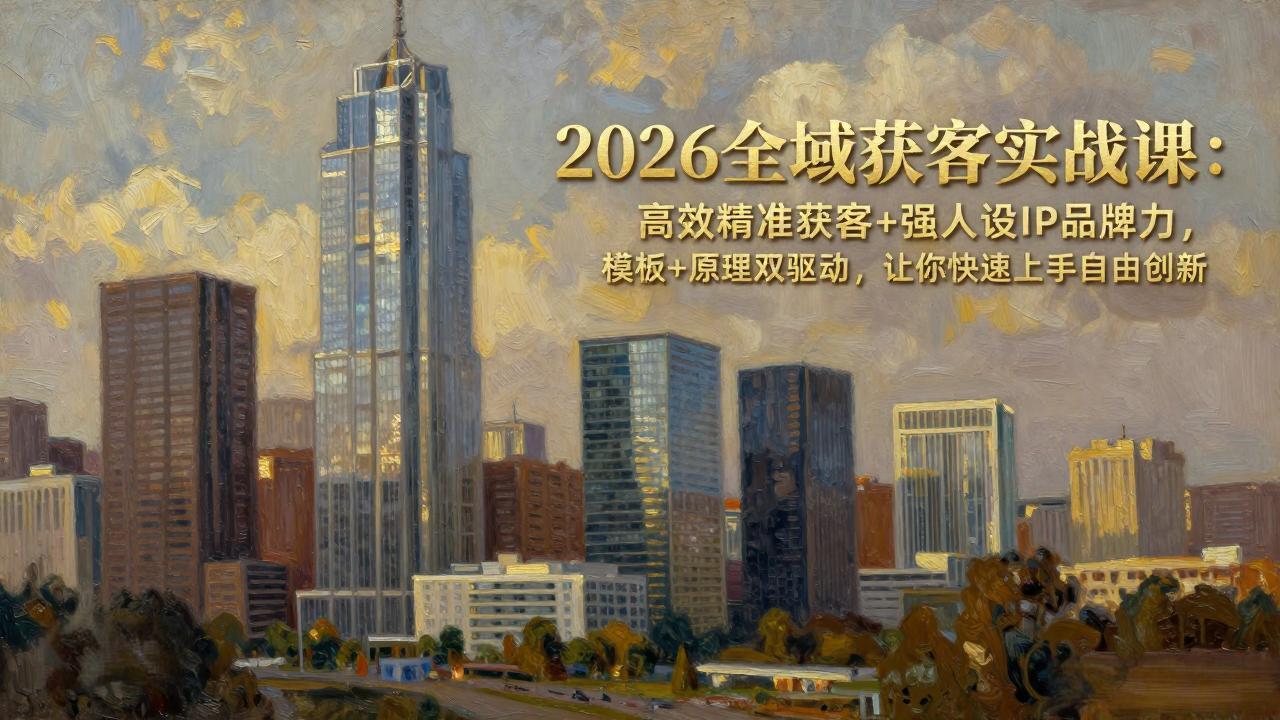 2026全域获客实战课：高效精准获客+强人设IP品牌力，模板+原理双驱动，让你快速上手自由创新-轻资本网