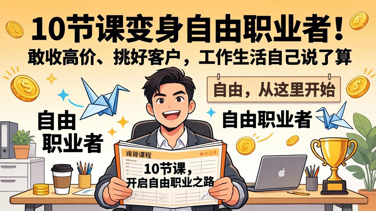10 节课变身自由职业者！敢收高价、挑好客户，工作生活自己说了算-轻资本网