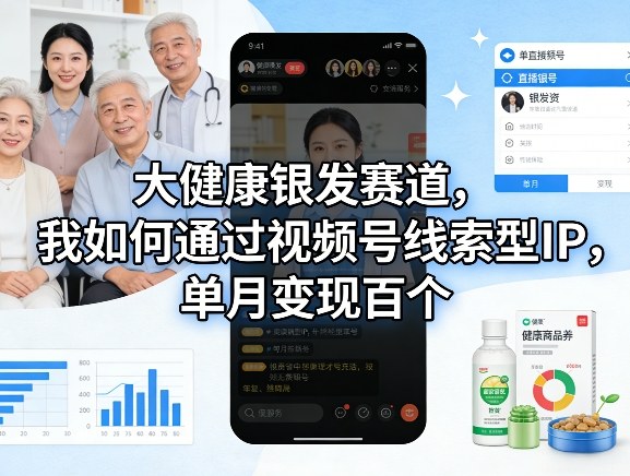大健康银发赛道，我如何通过视频号线索型IP，单月变现百个-轻资本网