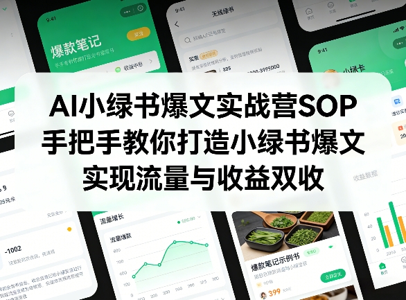 AI小绿书爆文实战营SOP，手把手教你打造小绿书爆文，实现流量与收益双收-轻资本网