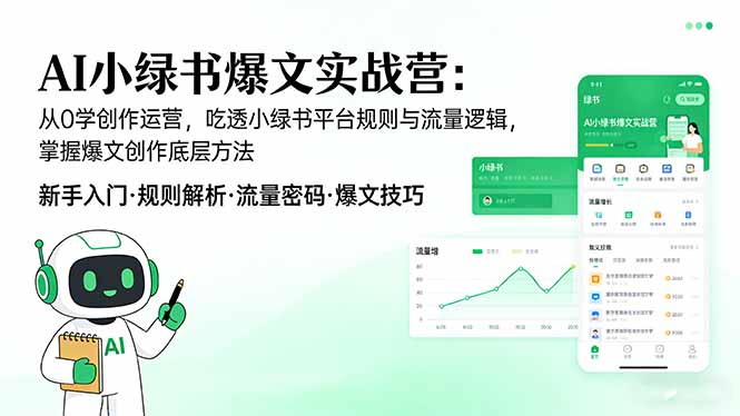 AI 小绿书爆文实战营：从0学创作运营，吃透小绿书平台规则与流量逻辑，掌握爆文创作底层方法-轻资本网