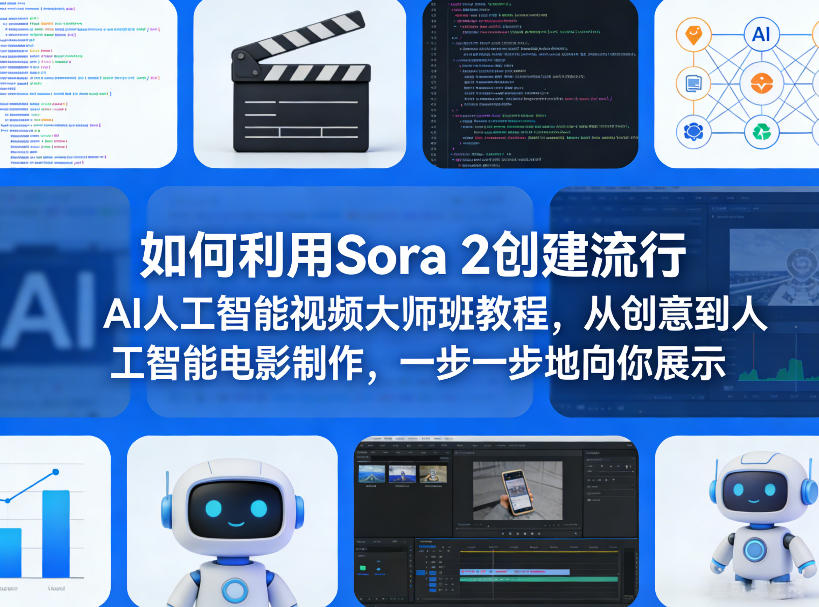 如何利用Sora 2创建流行AI人工智能视频大师班教程，从创意到人工智能电影制作，一步一步地向你展示-轻资本网