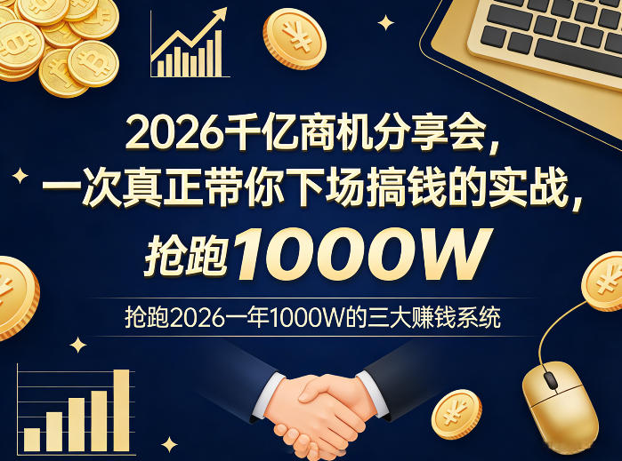 2026千亿商机分享会，一次真正带你下场搞钱的实战，抢跑2026一年1000W的三大賺钱系统-轻资本网