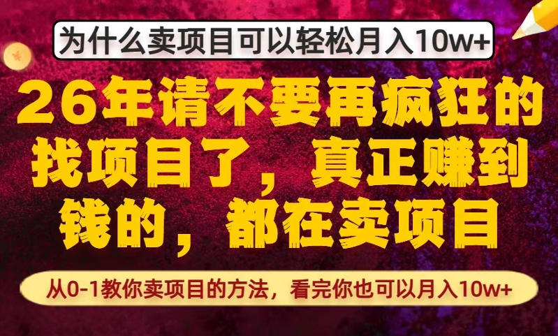 为什么真正賺到钱的都在卖项目，从0-1教你卖项目的方法，看完你也可以月入10w+【揭秘】-轻资本网
