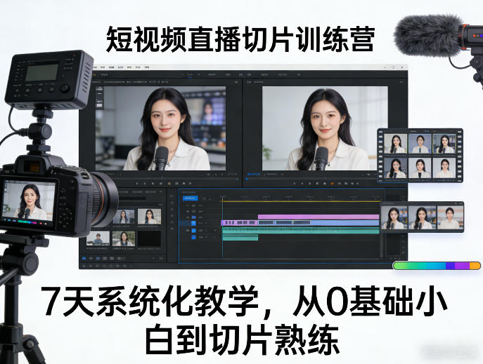 短视频直播切片训练营，7天系统化教学，从0基础小白到切片熟练-轻资本网