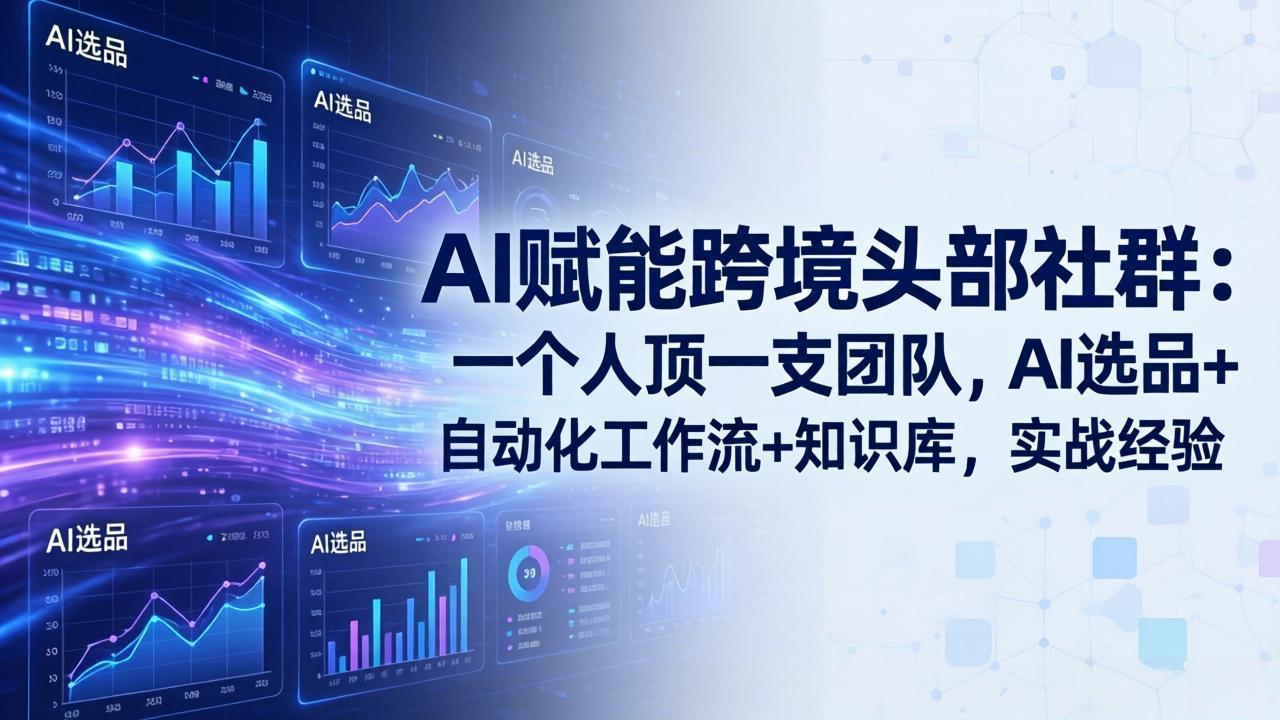 AI赋能跨境头部社群：一个人顶一支团队，AI选品+自动化工作流+知识库，实战经验-更新3月-轻资本网