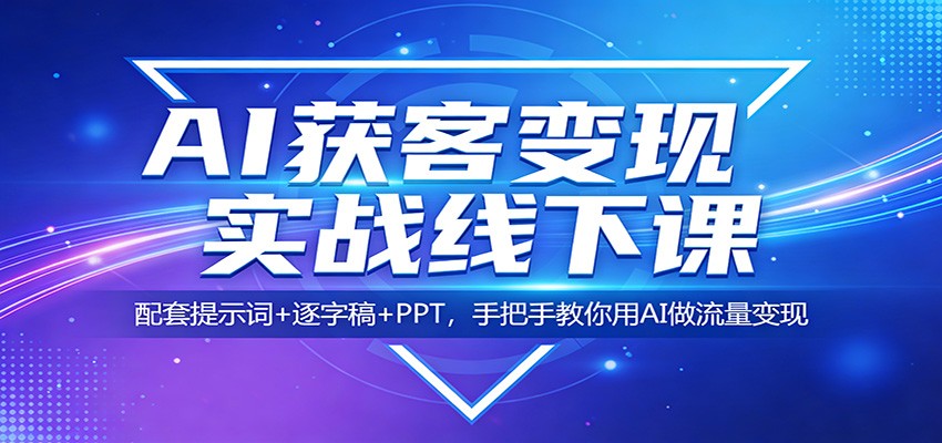 AI获客变现实战线下课：配套提示词+逐字稿+PPT，手把手教你用AI做流量变现-轻资本网