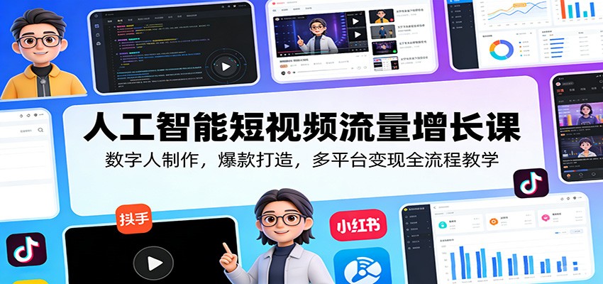 人工智能短视频流量增长课：数字人制作，爆款打造，多平台变现全流程教学-轻资本网