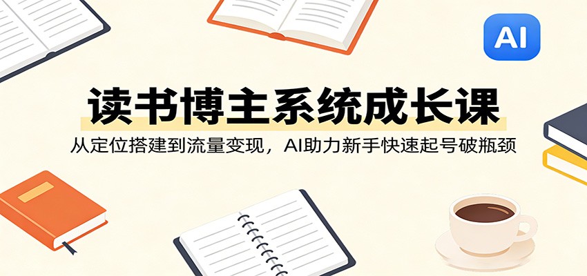 读书博主系统成长课：从定位搭建到流量变现，AI助力新手快速起号破瓶颈-轻资本网
