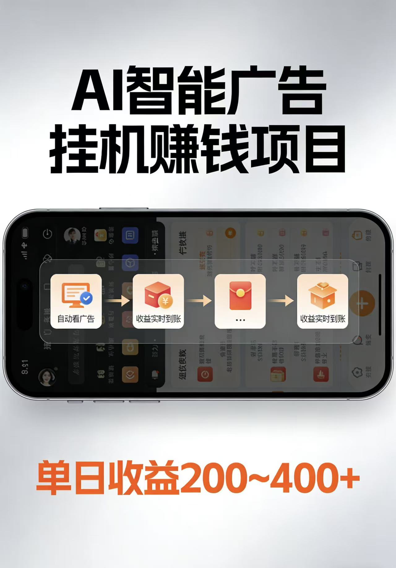 AI智能挂机看广告，每日稳定收益200-400+-轻资本网