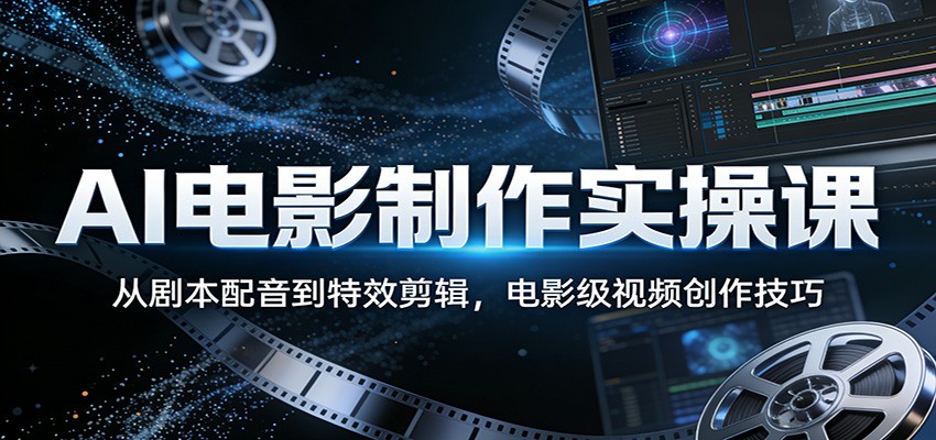 AI电影制作实操课：从剧本配音到特效剪辑，电影级视频创作技巧-轻资本网