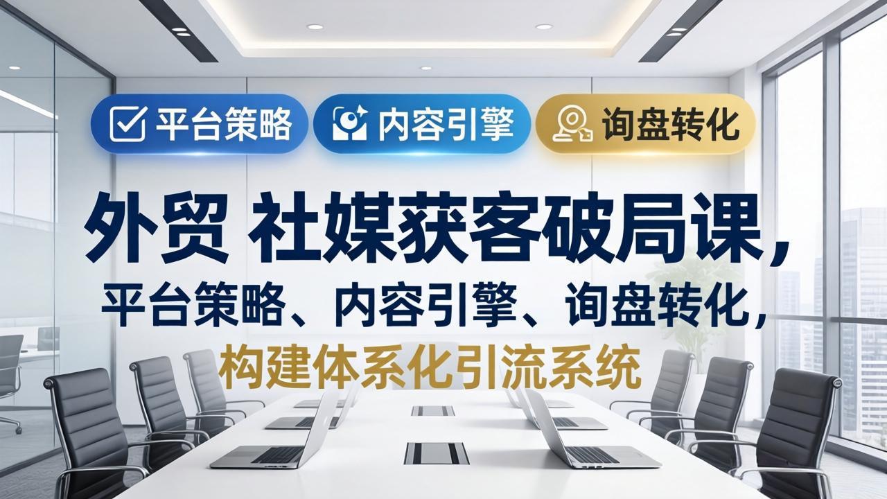 外贸 社媒获客破局课，平台策略、内容引擎、询盘转化，构建体系化引流系统(更新26年3月-轻资本网