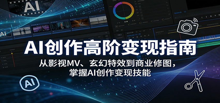 AI创作高阶变现指南：从影视MV、玄幻特效到商业修图，掌握AI创作变现技能-轻资本网
