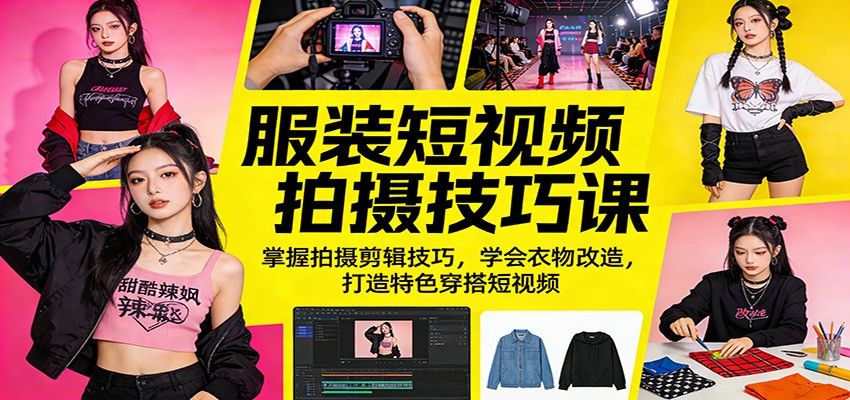 服装短视频拍摄技巧课：掌握拍摄剪辑技巧，学会衣物改造，打造特色穿搭短视频-轻资本网