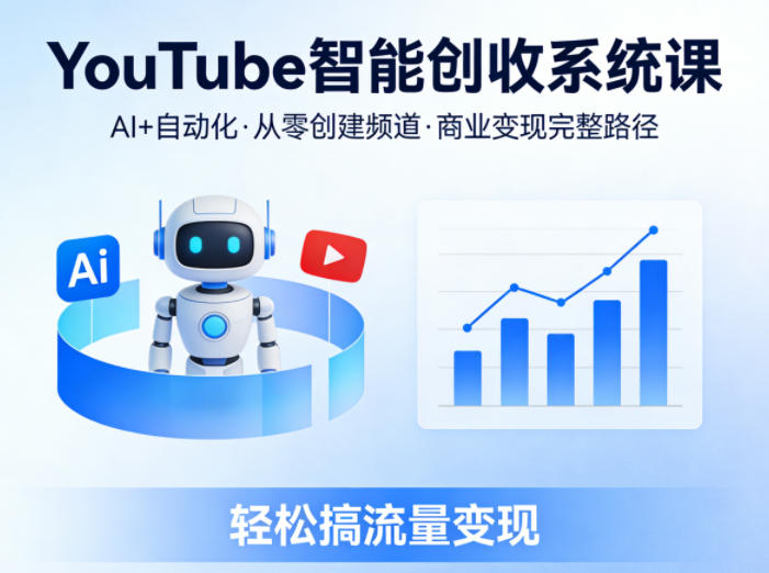 YouTube智能创收系统课，AI+自动化，从零创建YouTube频道并实现商业变现的完整路径，轻松搞流量变现-轻资本网