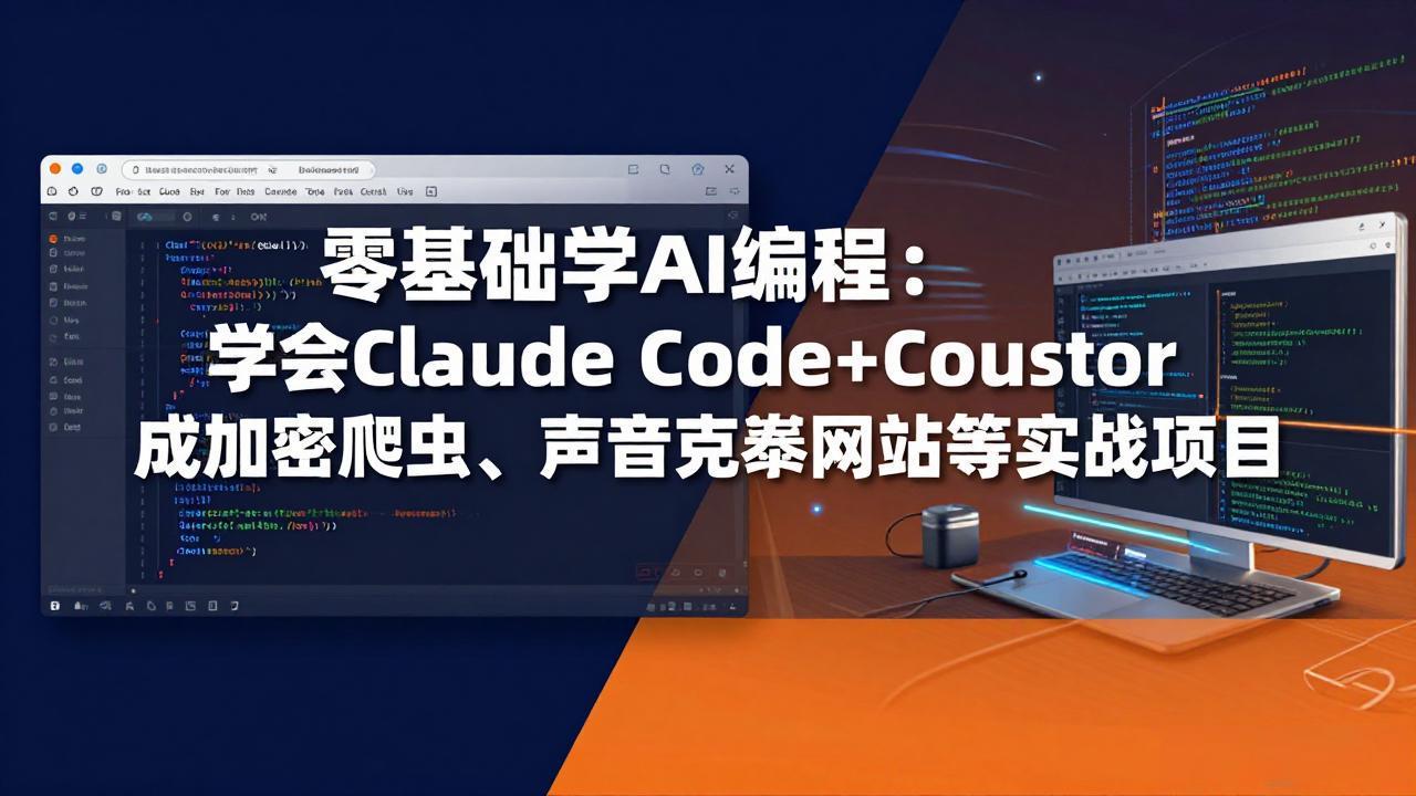 零基础学AI编程：学会Claude Code+Cursor完成加密爬虫、声音克隆网站等实战项目-轻资本网