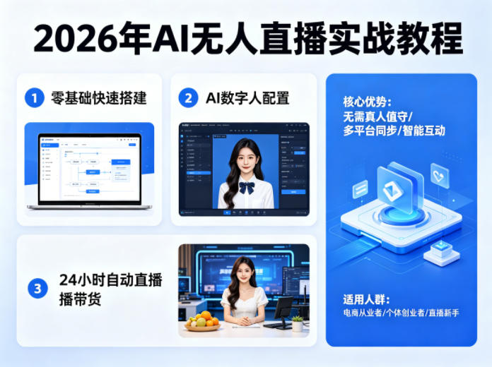 2026年AI无人直播实战教程，零基础也能快速搭建AI数字人无人直播间，实现24小时自动直播带货-轻资本网