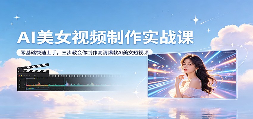 AI美女视频制作实战课：零基础快速上手，三步教会你制作高清爆款AI美女短视频-轻资本网