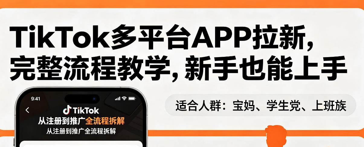 TikTok多平台APP拉新，完整流程教学，新手也能上手，轻松出海搞美金-轻资本网